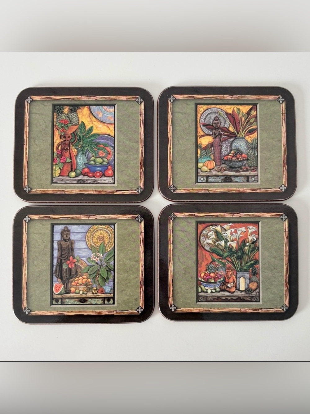 “Kashmir” Coasters Set of 4 Original Box Vintage Jason Coasters Boho Retro